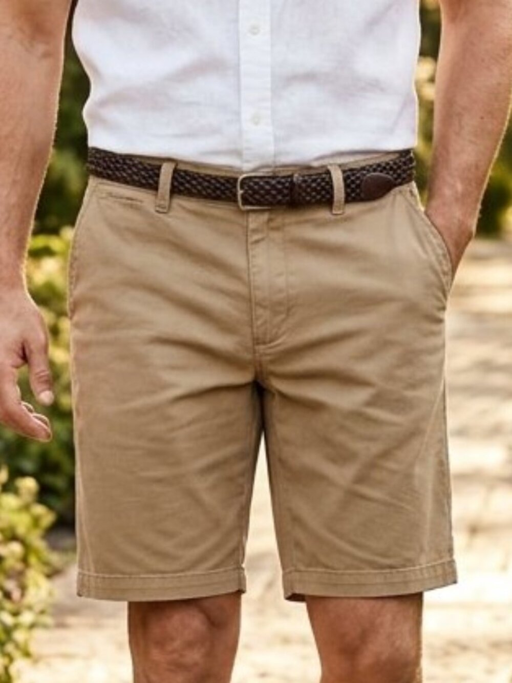Dockers Mens Perfect Short Classic Fit Flat Front Khaki Chino Shorts Tan Size 32